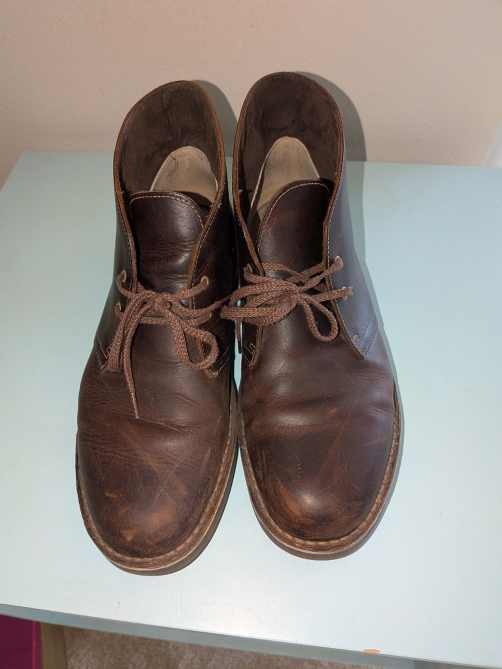 Clarks Bushacre 2 Chukka Boots Men's 10.OM Dark Brown Beeswax Leather - 10 (US)